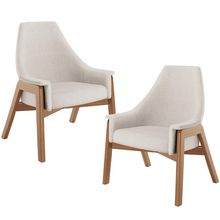 Kit 02 Poltronas Decorativa Para Sala de Estar Sakura L02 Linho Cru - Lyam Decor