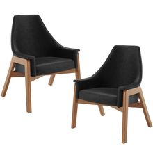 Kit 02 Poltronas Decorativa Para Sala de Estar Sakura L02 Couríssimo Preto - Lyam Decor