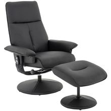 Poltrona de Massagem Reclinável Com Apoio Para Pés Holmes R01 PU Preto - Lyam Decor