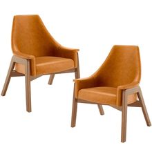 Kit 02 Poltronas Decorativa Para Sala de Estar Sakura L02 Couríssimo Whisky - Lyam Decor