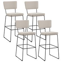 Kit 04 Banquetas Alta Para Cozinha Sala De Jantar Base em Aço Fixa Allana L02 Linho Cru - Lyam Decor