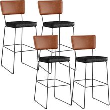 Kit 04 Banquetas Altas Sala Jantar Fixa Allana L02 Couríssimo Camel Couríssimo Preto - Lyam Decor