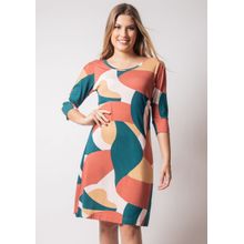 Vestido 3/4 Pau a Pique Estampado Verde