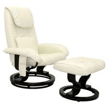 Poltrona de Massagem Grenaa Elétrica Reclinável Giratória PU Sintético Creme - Gran Belo