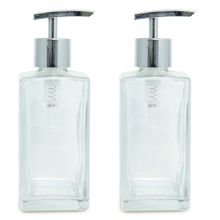2 Saboneteira Square 250ml Vidro Bico Prata