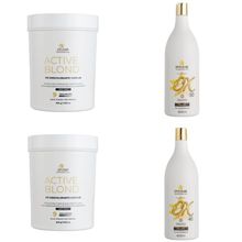 Pó Descolorante 2Un Active Blond 9 tons Blue +Ox 30 e 40 Vol