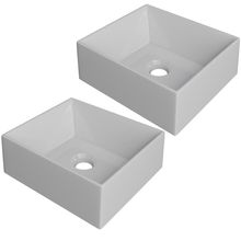 Kit 02 Cubas de Apoio Retangular Para Banheiro Lavabo C01 RT30W Branco - Lyam