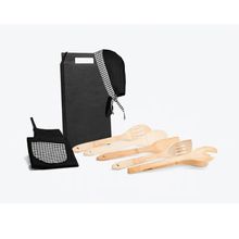 Conjunto De Utensílios Em Bambu 30 Cm E Acessórios - 8 Peças