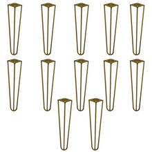 Kit 12 Pés de Metal 30 CM Hairpin Legs Mesa de Canto Rack e Puffs Dourado