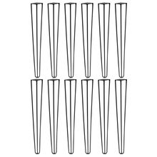Kit 12 Pés de Metal 60 CM Hairpin Legs Mesa de Canto Aparador Preto G41