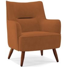 Poltrona Decorativa Fixa Pés de Madeira Isabella D02 Veludo Telha C-262 - Lyam Decor