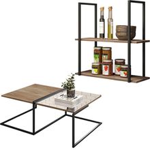 Mesa de Centro Espelhada com Prateleira Multiuso Industrial D01 Design Demolição - Lyam Decor