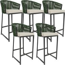 Kit 05 Banqueta Para Área Gourmet Cozinha Varanda Corda Náutica Sunset D04 Verde - Lyam Decor