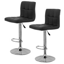 KIT COM  2 Banqueta Estofada Gomos Preta Base Giratória Cromada Altura Regulável Cozinha Bar Bancada