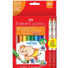 Ecolápis Triangular Jumbo 12 Cores+2 Jumbo 2B Faber Castell