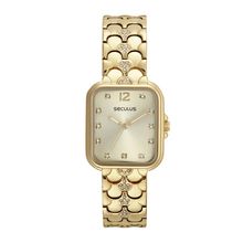 Relógio Seculus Feminino Ref:77234lpsvdb1 Serpens Retangular Dourado
