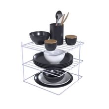 Suporte Organizador de Pratos 3 Níveis Quadrado Aramado Essence Dicarlo 26,1 x 26,1 x 22 cm