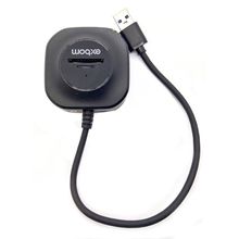 HUB USB 5 em 1 com 3, Portas USB 3.0 + Leitor de Cartão microSD + Leitor de Cartão SD - Exbom