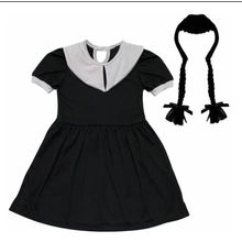 Fantasia Vestido Vandinha Infantil Familia Addams Wandinha