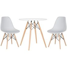 Conjunto Mesa Jantar Eiffel 70cm Branca + 2 Cadeiras Charles Eames - Branca