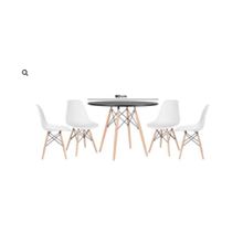 Conjunto de Jantar Mesa Eiffel 80cm Preta + 4 Cadeiras Eiffel DKR Brancas
