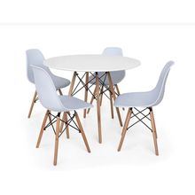 Conjunto de Jantar Mesa Eiffel 90cm Branca + 4 Cadeiras Eiffel DKR Brancas