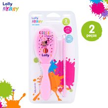 Kit Cabelo Lolly Baby Tip Escova + Pente Rosa