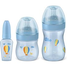 Kit Mamadeiras Lillo Evolution Primeiros Passos Azul 50ml+120ml+260ml Kit Mamadeiras Primeiros Passos Azul 50ml+120ml+260ml