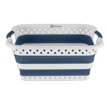 Cesto para Roupas Dobrável Electrolux 40 Litros Branco e Azul