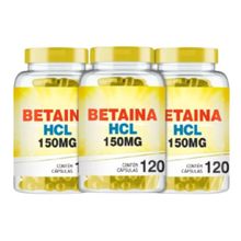 Cloridrato De Betaína 150mg 120 Cáps No Kit Leve 3 Pague2