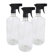 3 Frasco Borrifador Spray 1000ml Cilíndrico Gatilho Preto