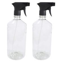 2 Frasco Borrifador Spray 1000ml Cilíndrico Gatilho Preto