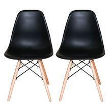Kit c/ 2 Cadeiras Charles Eames Wood DKR Eiffel Pretas