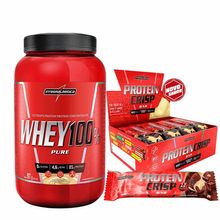 Whey Protein 100% Pure Cookies And Cream 900G - Integralmedica + Protein Crisp Bar - 12 Unidades 45g DUO CRUNCH Integral