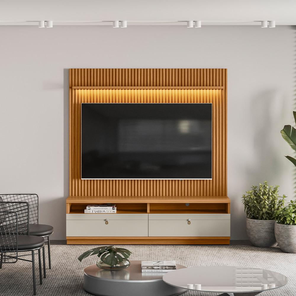 Rack Para Sala de Estar com Painel Ripado Para TV 75 Pol Orizon L05 ...