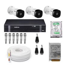 Kit 3 Camera de Seguranca Intelbras Bullet vhl 1120b Externa Dvr 4 canais multi hd