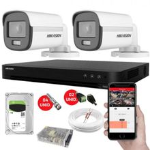 Kit CFTV 2 Câmeras de Segurança Hikvision Colorvu Imagens Noturnas Coloridas Full HD 1080p c/hd 1TB