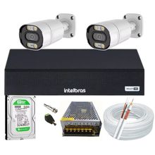 Kit Cftv 2 Cameras Segurança Full Color 1080p 2mp Dvr Intelbras 500GB