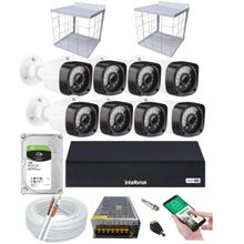 Kit 8 Câmeras Multi Hd Dvr Intelbras 8 Canais Com Hd 1tb+Grade de proteção