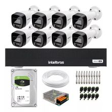 Kit 8 Cameras Seguranca Intelbras Full Color vhd 1120b Dvr 8ch Full C/ hd 1tb