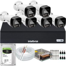 Kit Intelbras 6 Cameras Segurança VHD 3220b+ Microfone Audio Full Color 1080p Dvr 3008c 1TB