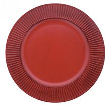 Kit com 8 Sousplat Listras Vermelho 33 cm - Mimo Style