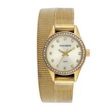 Relogio Mondaine Feminino Ref: 32827lpmvde1 Mesh Dourado 2 Voltas