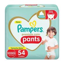 Fralda Pampers Premium Care Pants XXXG 54 unidades Fralda Descartável Pampers Premium Care Jumbo Top XXXG 54 Unidades