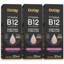 KIT 3 METILCOBALAMINA ALTO TEOR DE VITAMINA B12 1 GOTA DIA TOTAL 90ML 1284 DOSES – DUOM