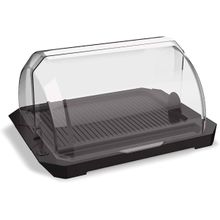 Porta Pão Acrílico Com Tampa Retrátil Transparente Premium Armazena E Conserva UZ Utilidades Pães De Forma Frances Preto