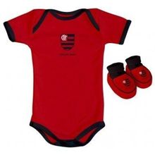 Body e Pantufa Flamengo Vermelho Torcida Baby