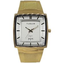 Relógio Tuguir Masculino Ref: 9311 Tg30337 Retangular Mesh Dourado