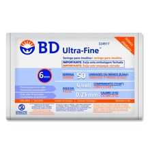 Seringa Bd Insulina Ultra Fine 50U Agulha 6 x 0,25mm 10 Unidades