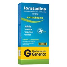 Loratadina 10mg 12 comprimidos Cimed Genérico